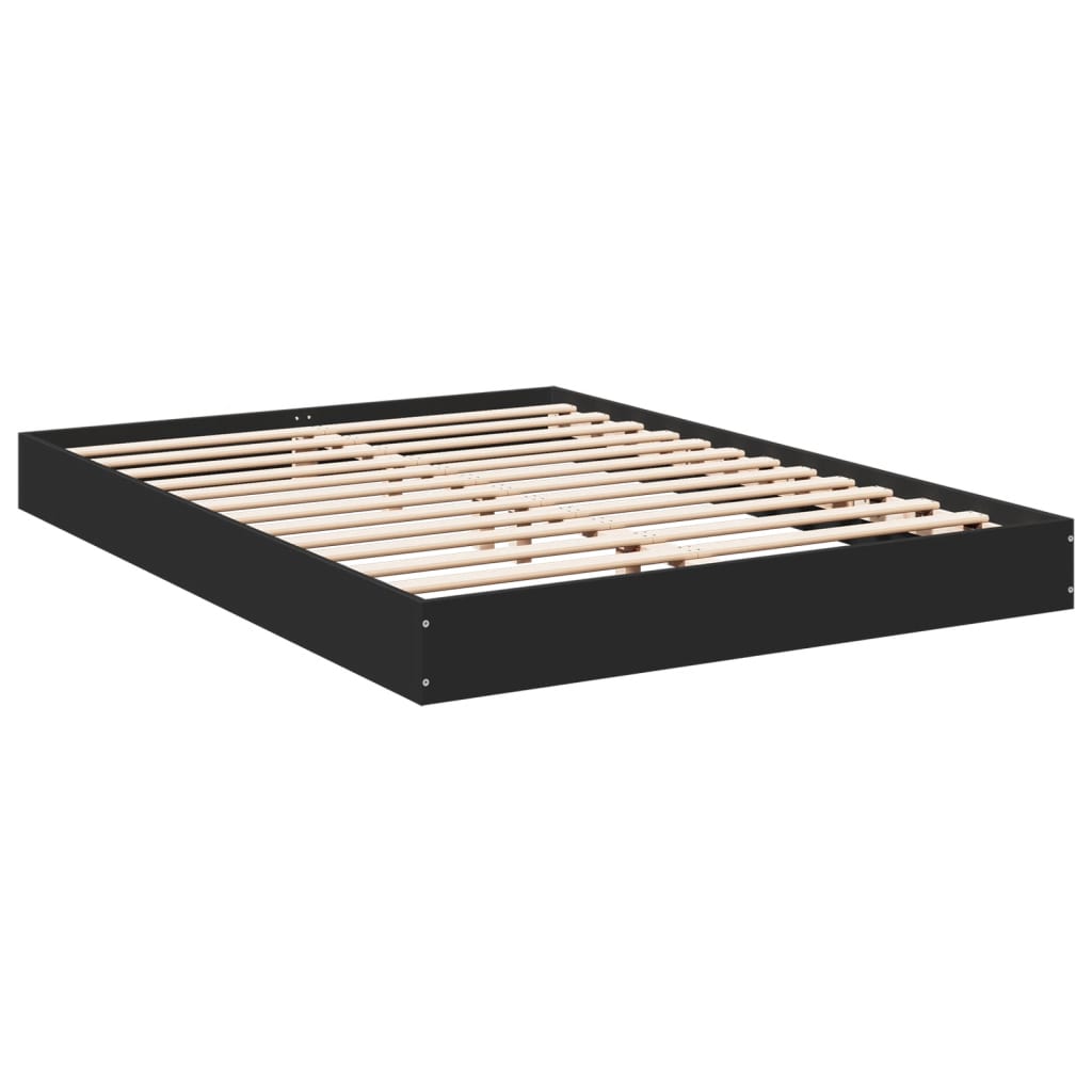 vidaXL Bed Frame without Mattress Black 140x190 cm Engineered Wood