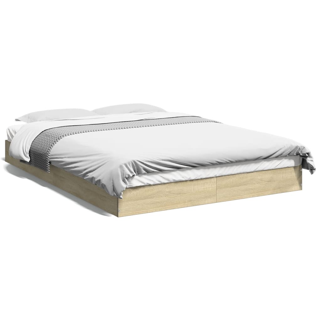 vidaXL Bed Frame without Mattress Sonoma Oak 140x190 cm Engineered Wood