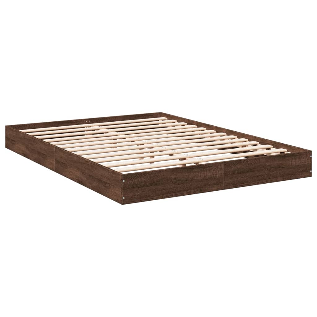 vidaXL Bed Frame without Mattress Brown Oak 140x190 cm Engineered Wood