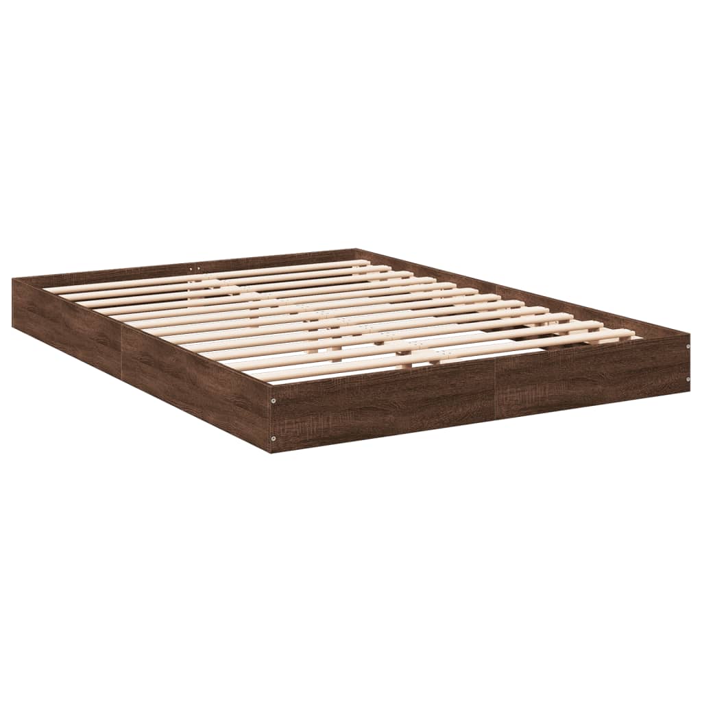 vidaXL Bed Frame without Mattress Brown Oak 140x190 cm Engineered Wood