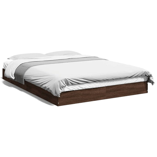 vidaXL Bed Frame without Mattress Brown Oak 140x190 cm Engineered Wood