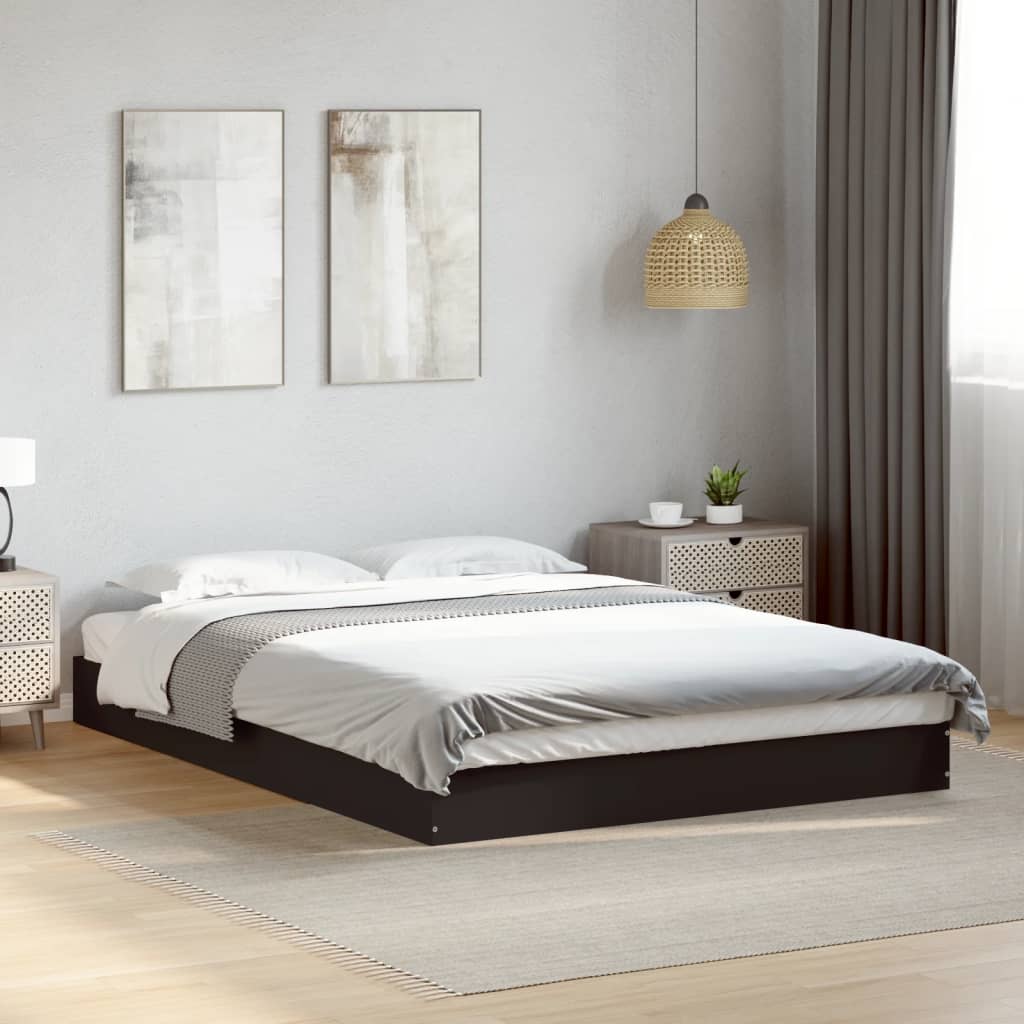 vidaXL Bed Frame without Mattress Black 135x190 cm Double Engineered Wood