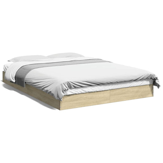 vidaXL Bed Frame without Mattress Sonoma Oak 135x190 cm Double Engineered Wood