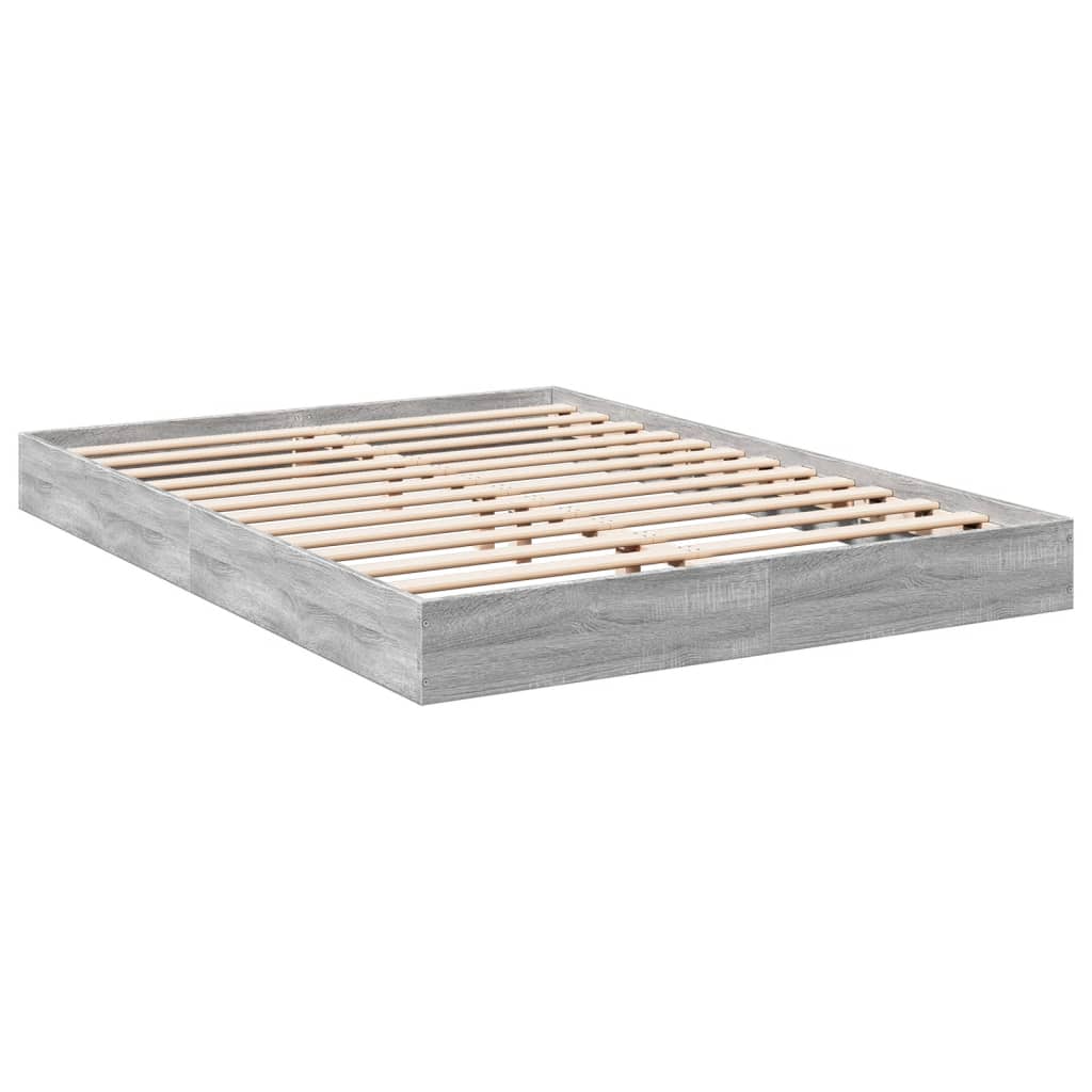 vidaXL Bed Frame without Mattress Grey Sonoma 135x190 cm Double Engineered Wood