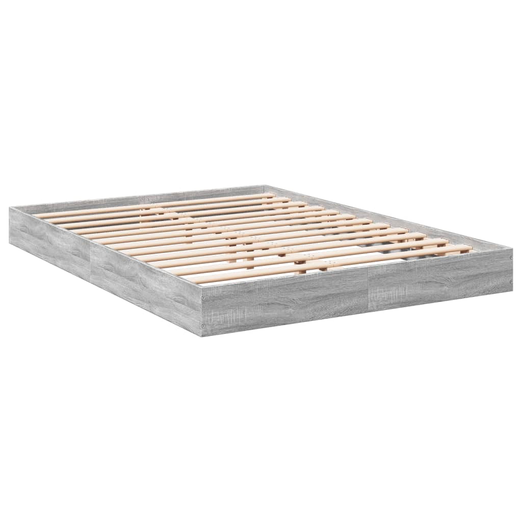 vidaXL Bed Frame without Mattress Grey Sonoma 135x190 cm Double Engineered Wood