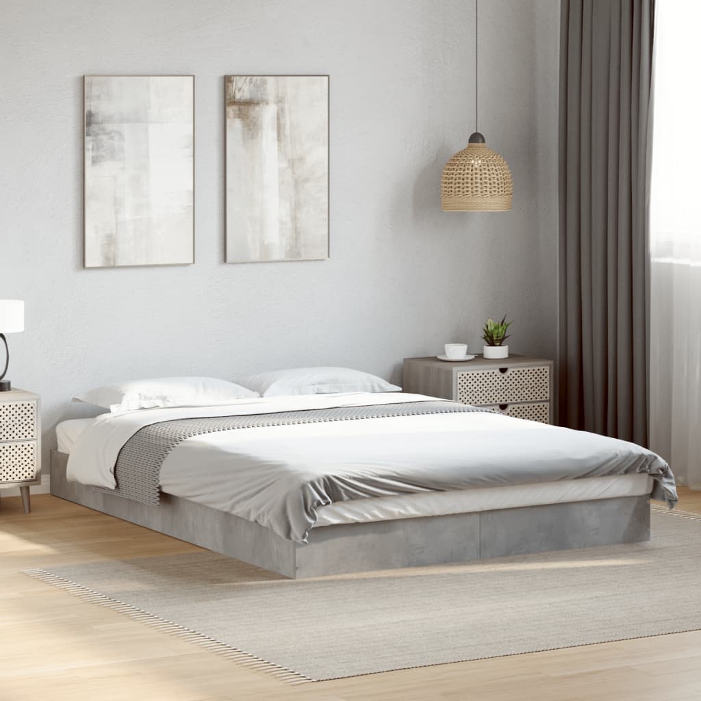 vidaXL Bed Frame without Mattress Concrete Grey 120x190 cm Small Double