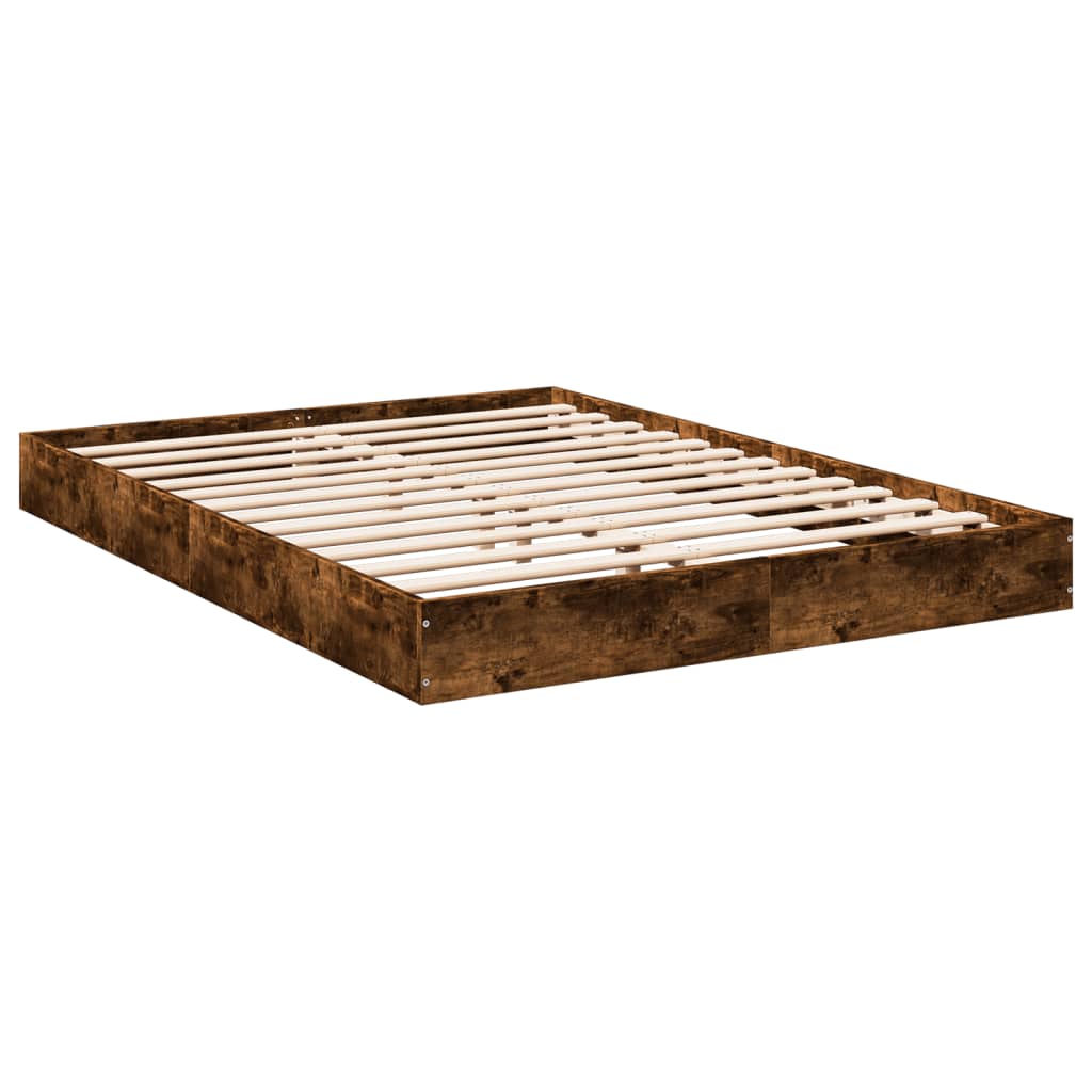 vidaXL Bed Frame without Mattress Smoked Oak 120x190 cm Small Double Engineered Wood