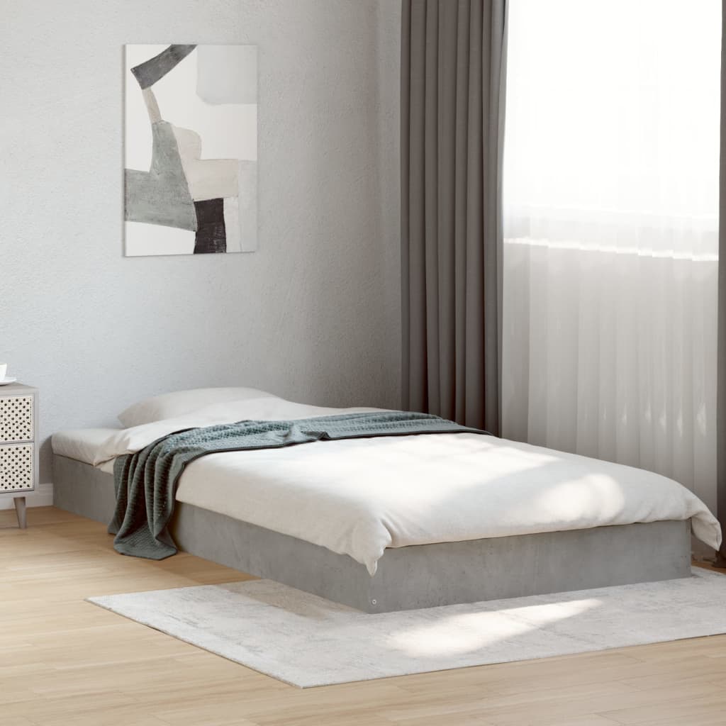 vidaXL Bed Frame without Mattress Concrete Grey 100x200 cm