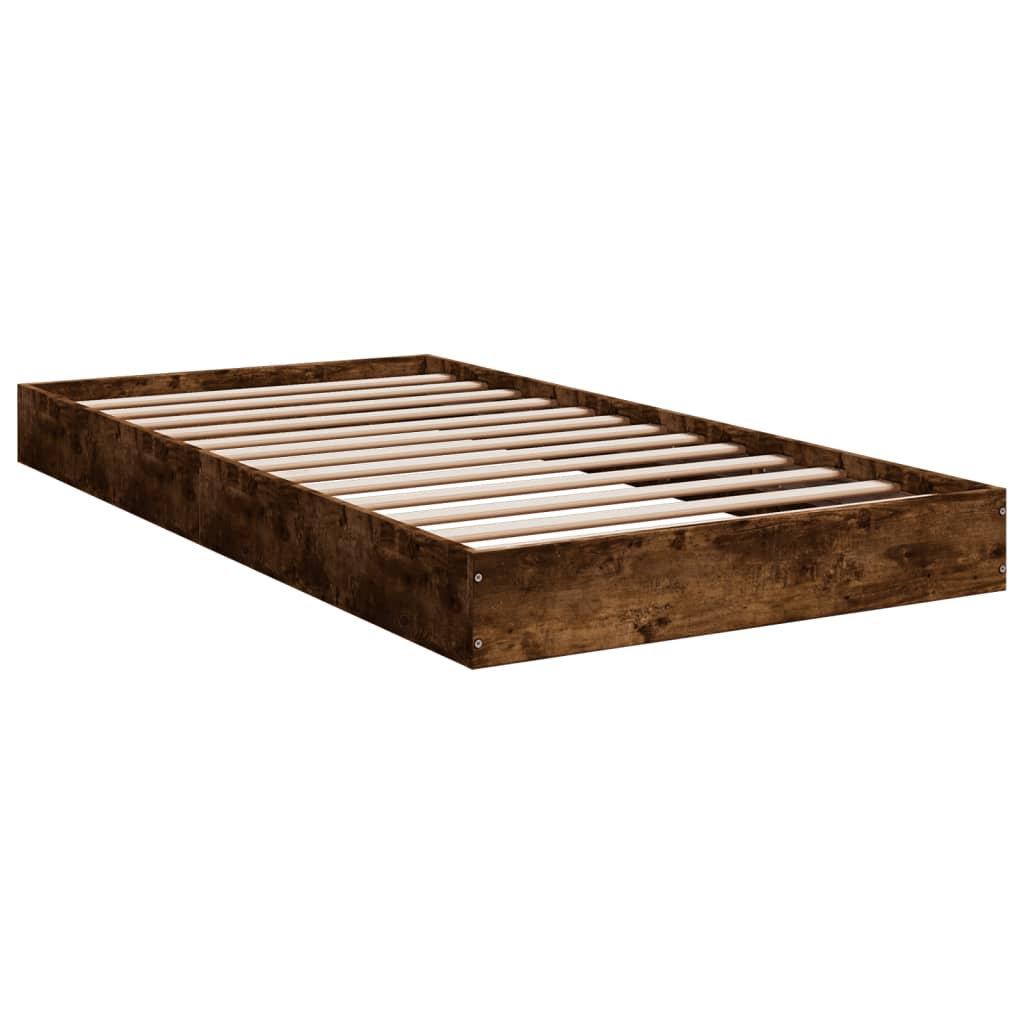 vidaXL Bed Frame without Mattress Smoked Oak 100x200 cm Engineered Wood