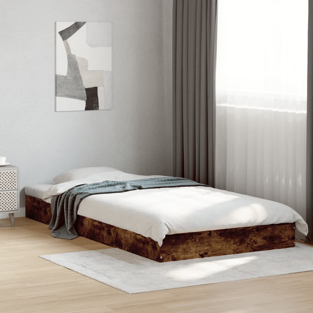 vidaXL Bed Frame without Mattress Smoked Oak 100x200 cm Engineered Wood