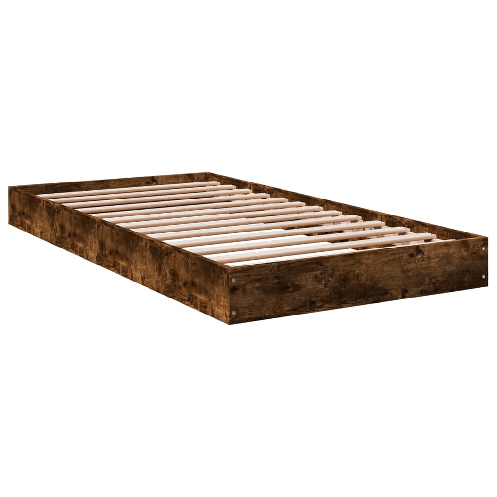 vidaXL Bed Frame without Mattress Smoked Oak 100x200 cm Engineered Wood