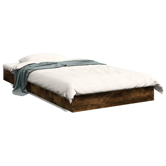 vidaXL Bed Frame without Mattress Smoked Oak 100x200 cm Engineered Wood