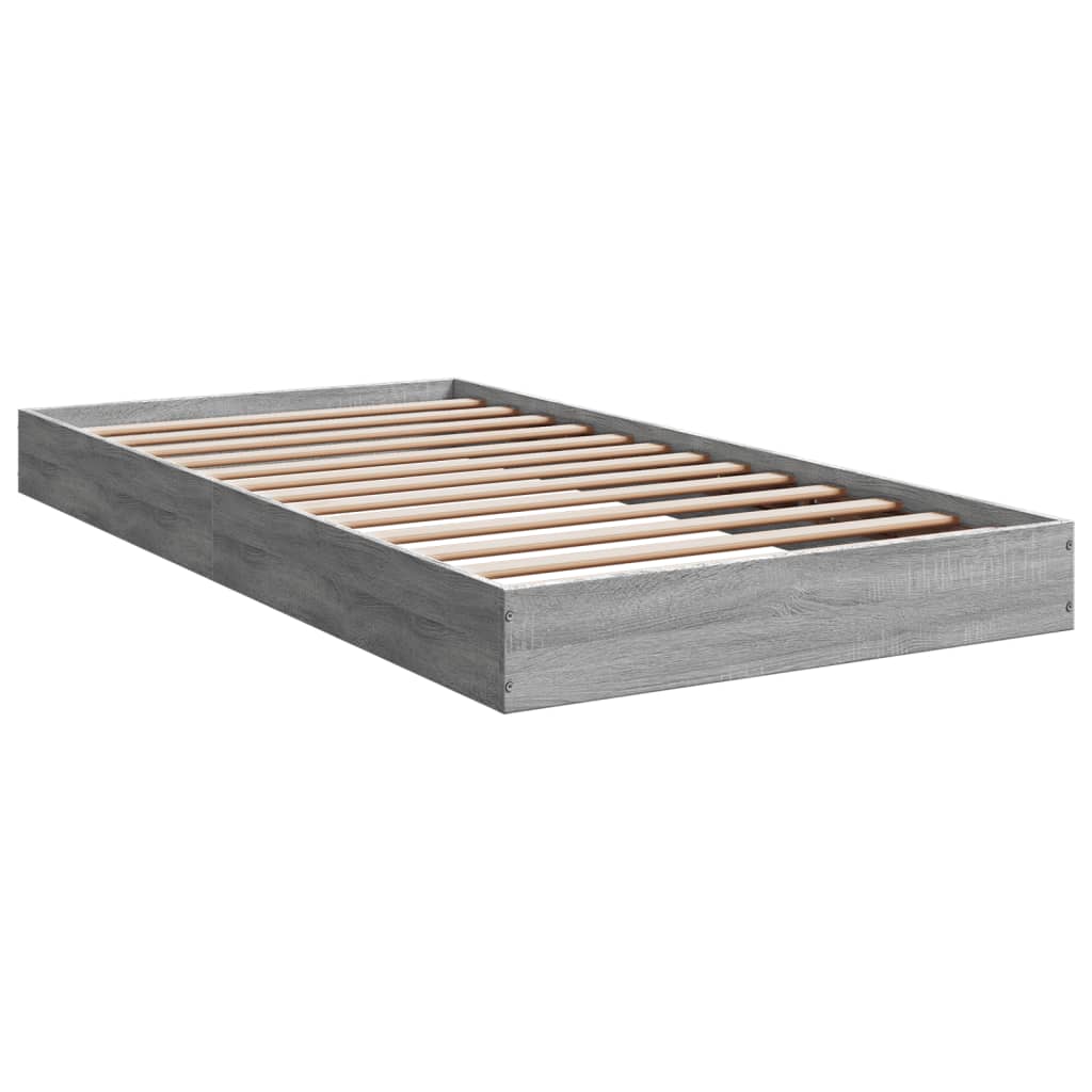 vidaXL Bed Frame without Mattress Grey Sonoma 100x200 cm Engineered Wood