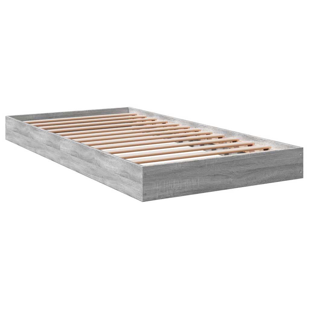 vidaXL Bed Frame without Mattress Grey Sonoma 100x200 cm Engineered Wood