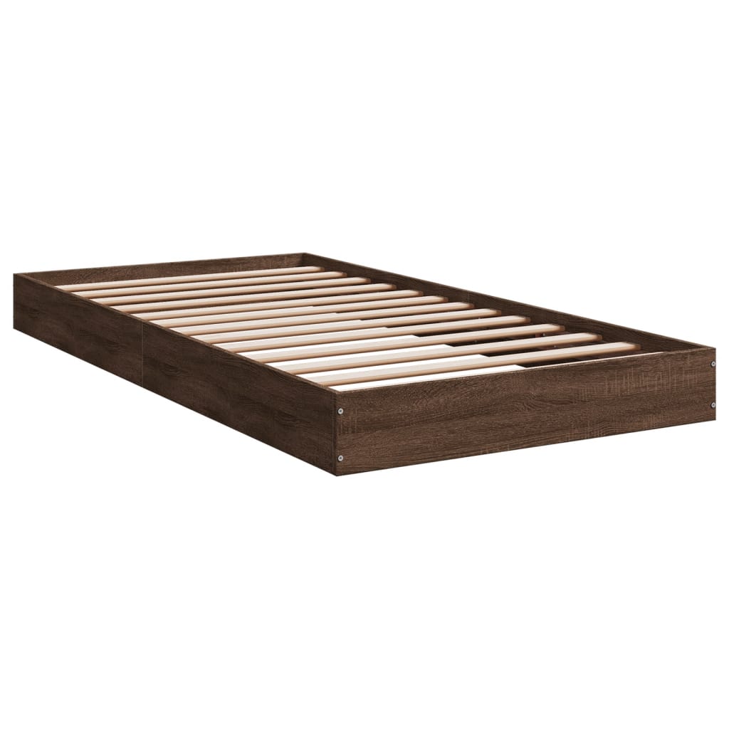 vidaXL Bed Frame without Mattress Brown Oak 100x200 cm Engineered Wood