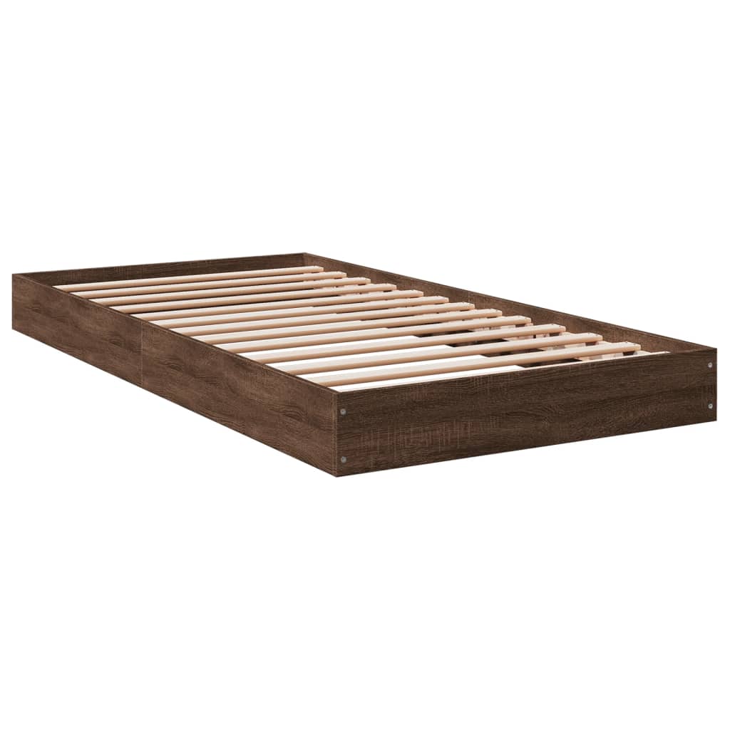 vidaXL Bed Frame without Mattress Brown Oak 100x200 cm Engineered Wood