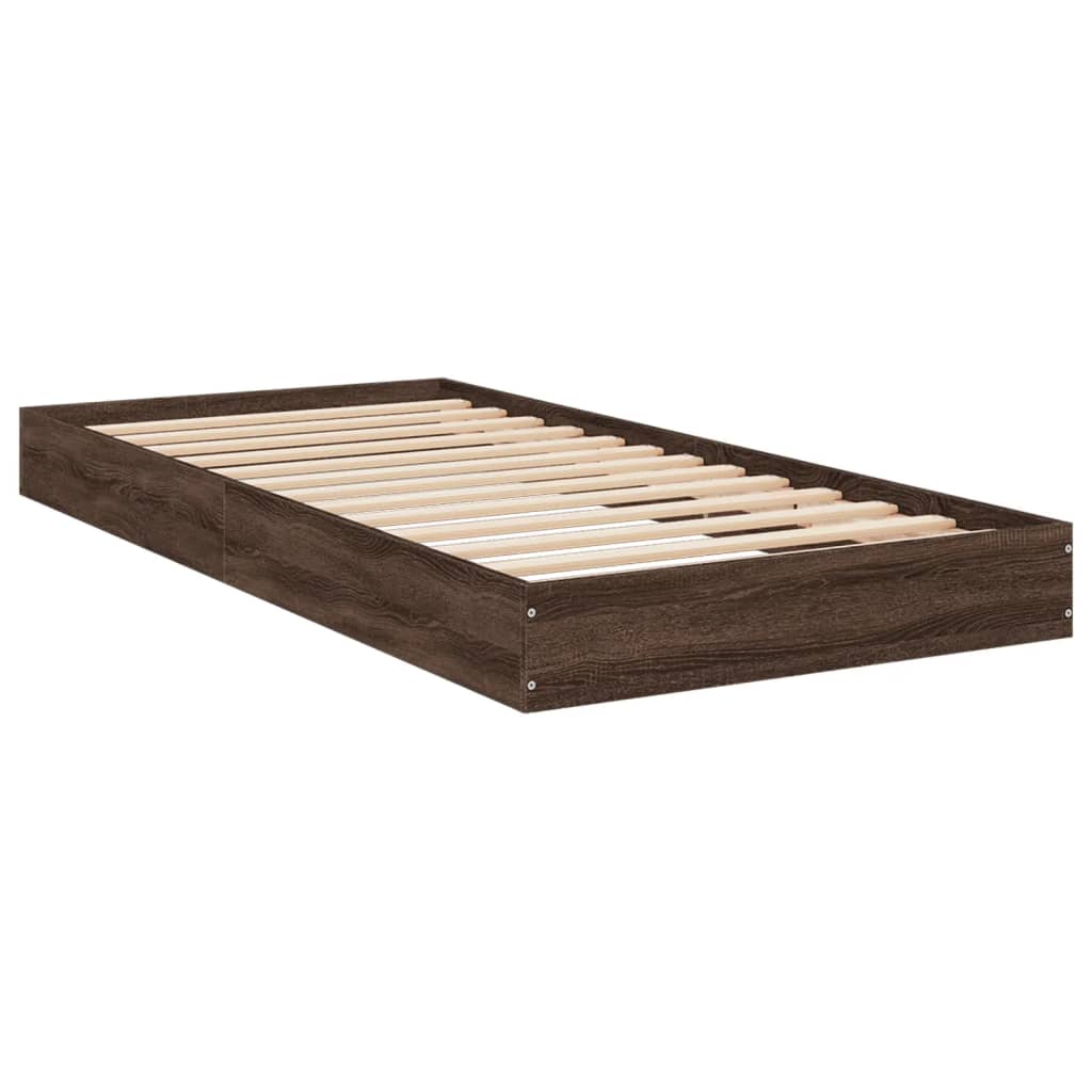 vidaXL Bed Frame without Mattress Brown Oak 90x200 cm Engineered Wood