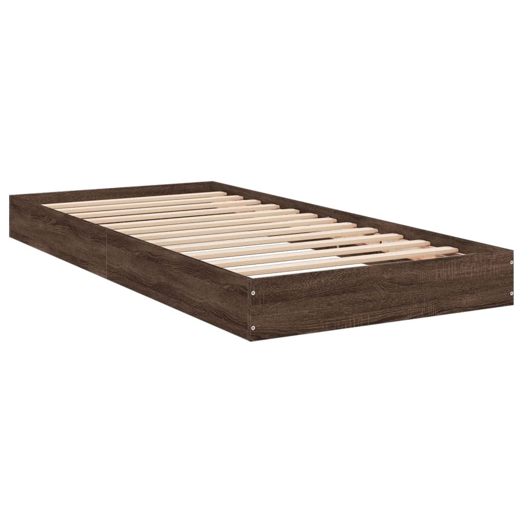 vidaXL Bed Frame without Mattress Brown Oak 90x200 cm Engineered Wood