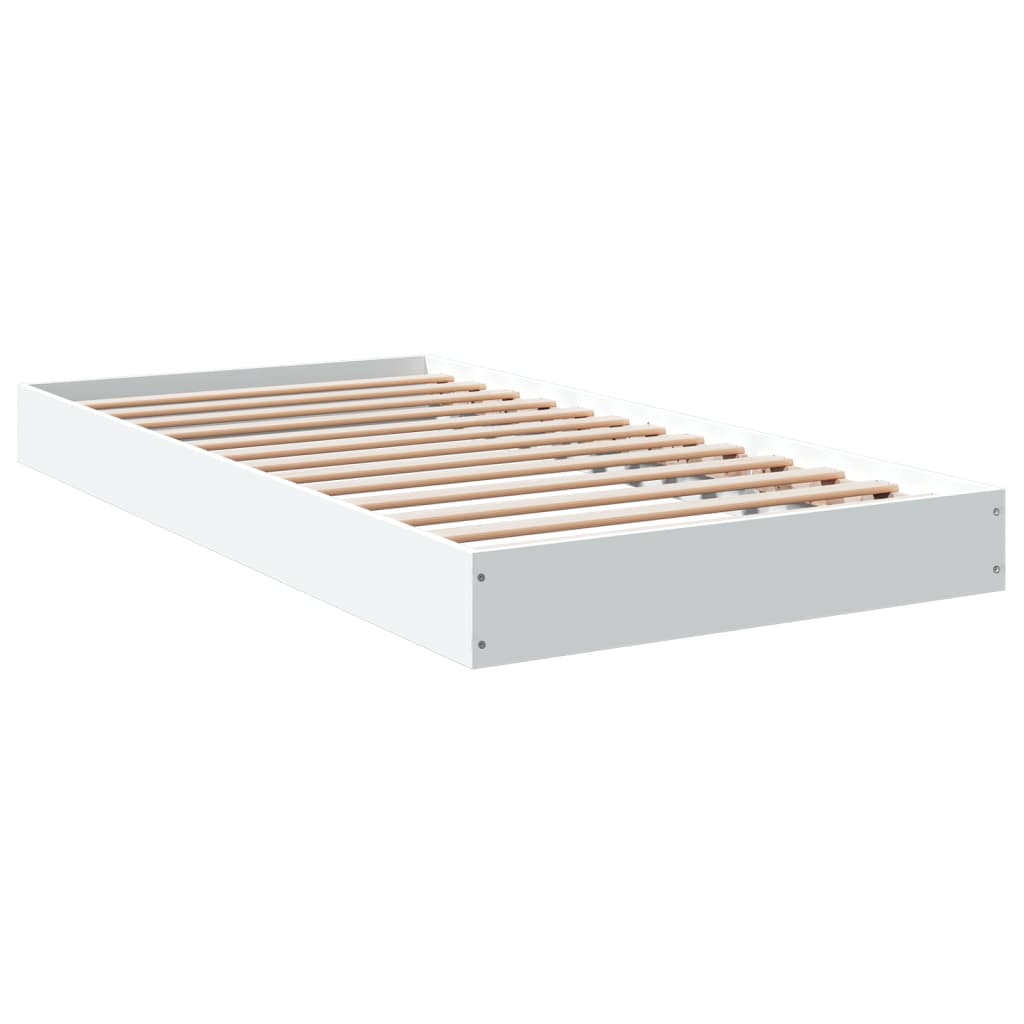 vidaXL Bed Frame without Mattress White 90x190 cm Single Engineered Wood