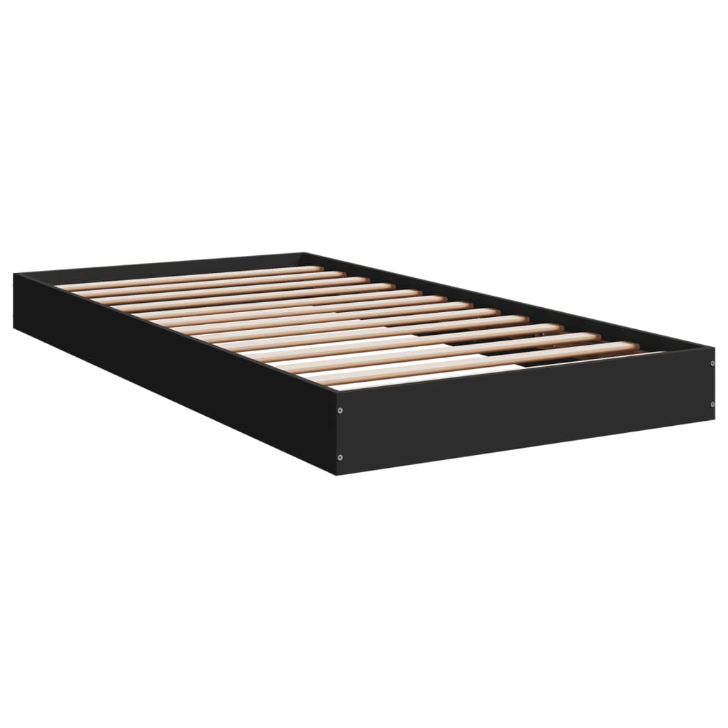 vidaXL Bed Frame without Mattress Black 90x190 cm Single Engineered Wood