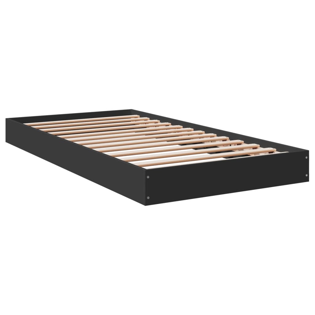 vidaXL Bed Frame without Mattress Black 90x190 cm Single Engineered Wood