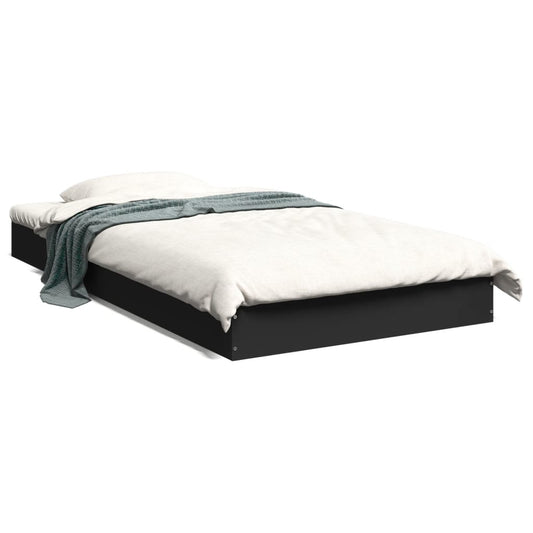 vidaXL Bed Frame Black 90x190 cm Single Engineered Wood