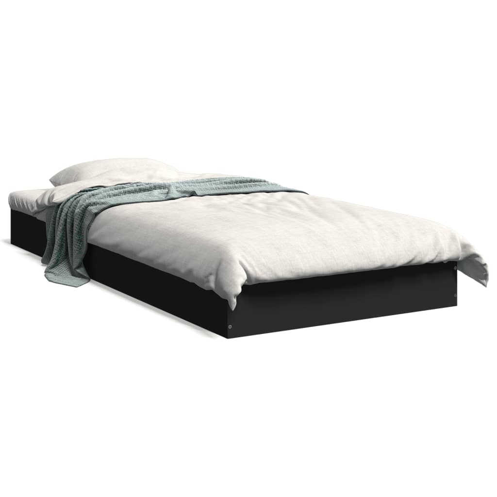 vidaXL Bed Frame without Mattress Black 75x190 cm Small Single Engineered Wood