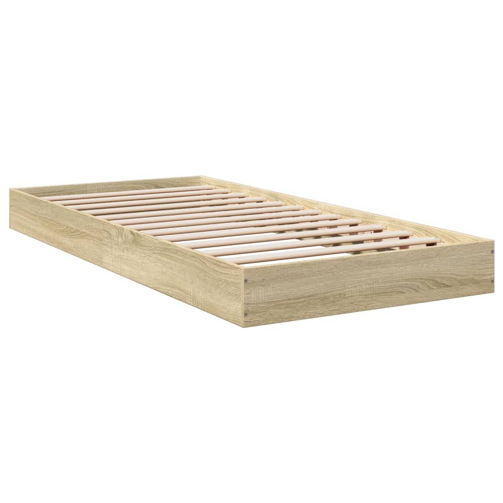 vidaXL Bed Frame without Mattress Sonoma Oak 75x190 cm Small Single Engineered Wood