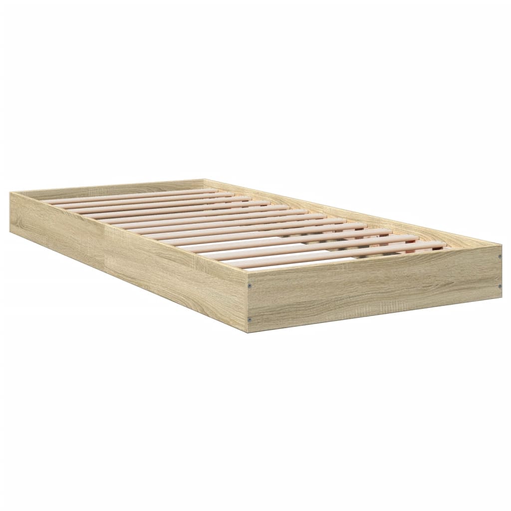 vidaXL Bed Frame without Mattress Sonoma Oak 75x190 cm Small Single Engineered Wood