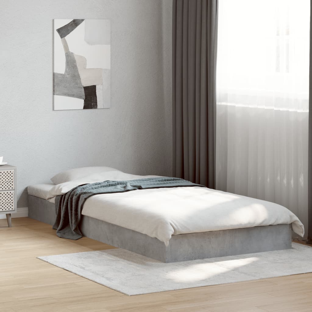 vidaXL Bed Frame without Mattress Concrete Grey 75x190 cm Small Single