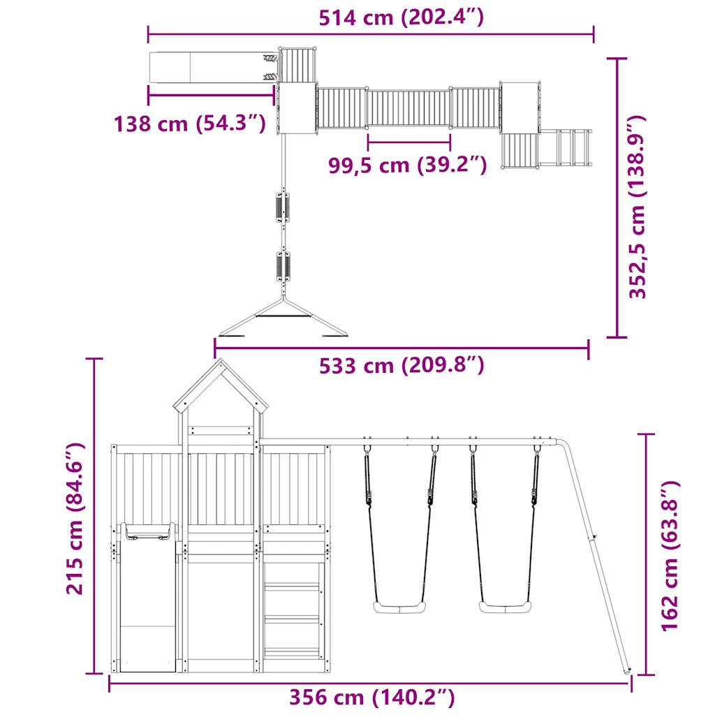 vidaXL Outdoor Playset Solid Wood Pine