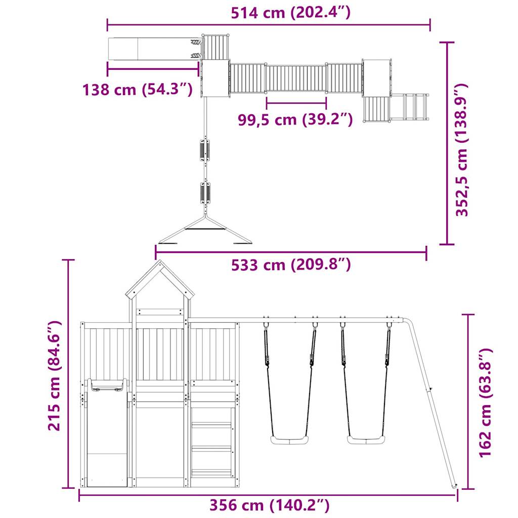 vidaXL Outdoor Playset Solid Wood Douglas