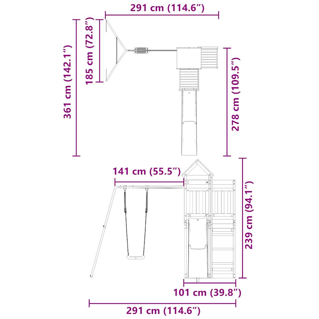 vidaXL Outdoor Playset Solid Wood Pine