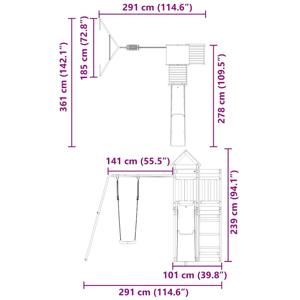 vidaXL Outdoor Playset Impregnated Wood Pine