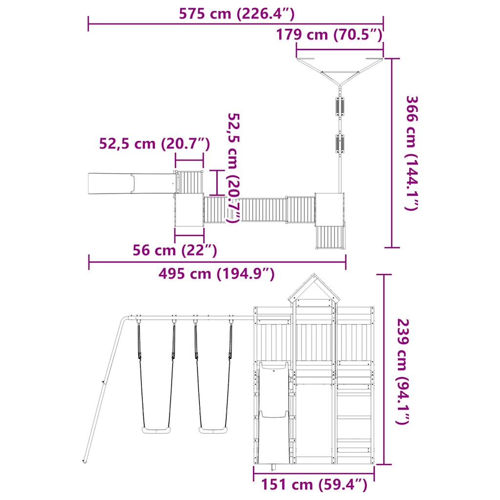 vidaXL Outdoor Playset Solid Wood Pine