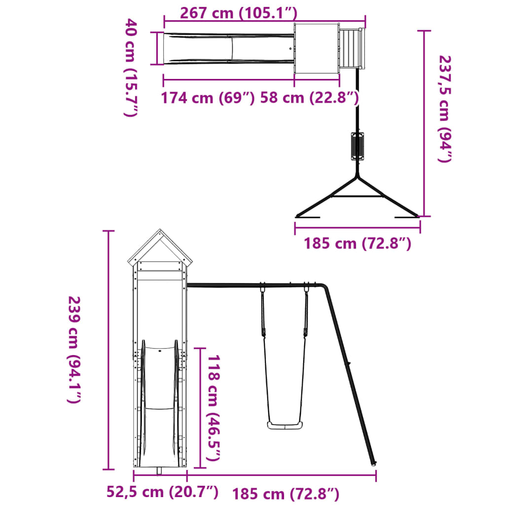 vidaXL Outdoor Playset Impregnated Wood Pine