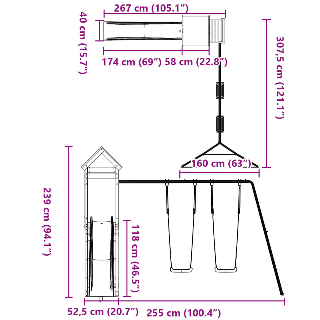 vidaXL Outdoor Playset Solid Wood Pine