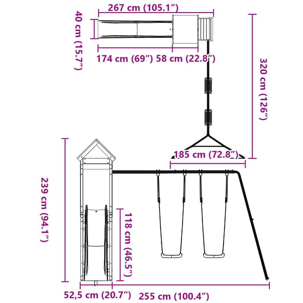 vidaXL Outdoor Playset Solid Wood Douglas