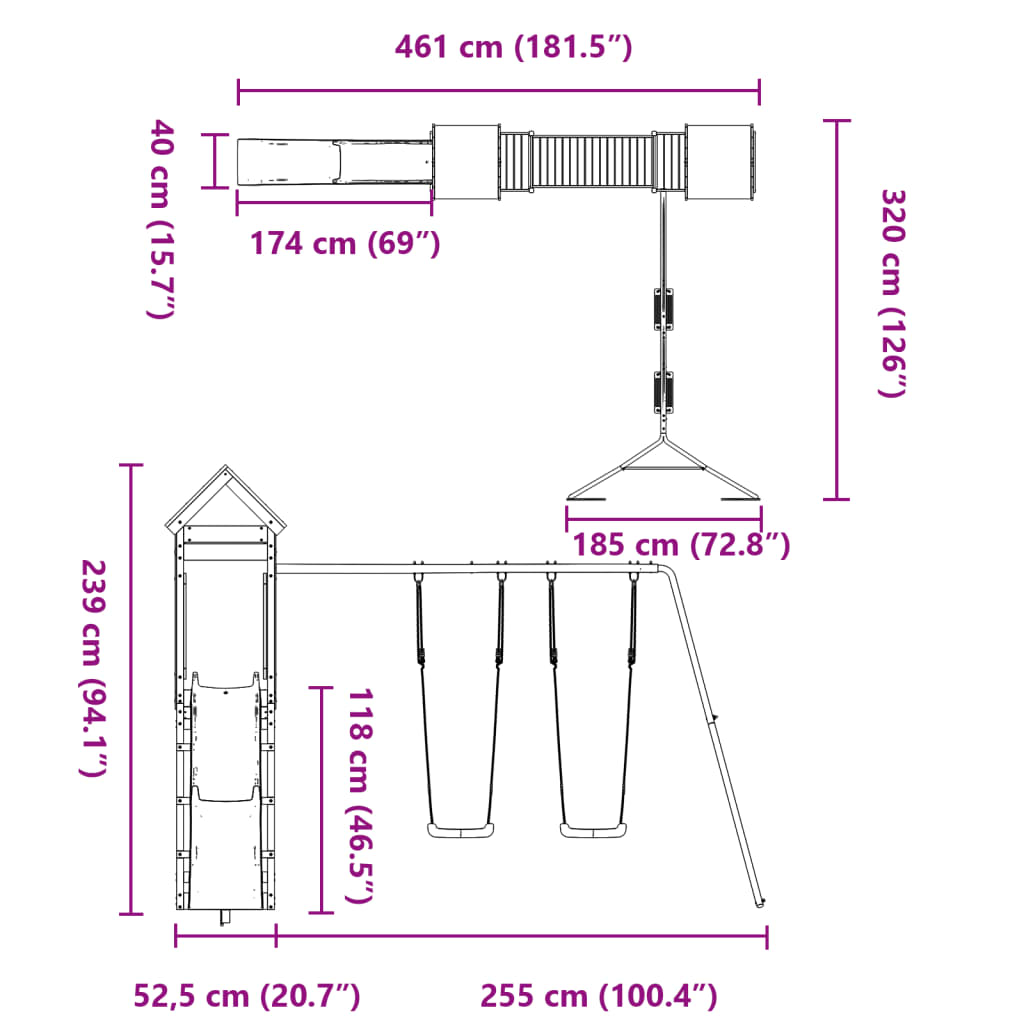 vidaXL Outdoor Playset Impregnated Wood Pine