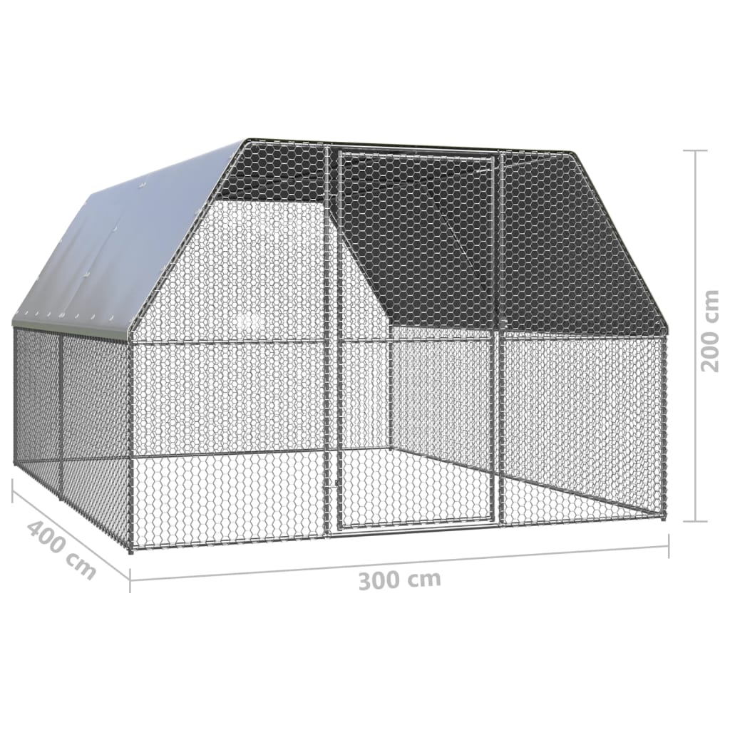 vidaXL Chicken Cage 3x4x2 m Galvanised Steel