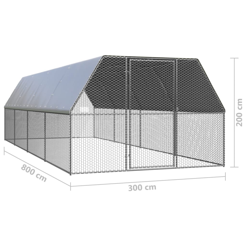 vidaXL Chicken Cage 3x8x2 m Galvanised Steel