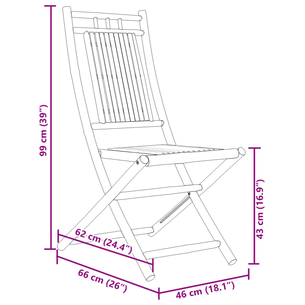 vidaXL Folding Garden Chairs 6 pcs 46x66x99 cm Bamboo