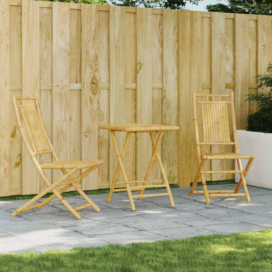 Bistro Set | Natural Bamboo | Bamboo | Compact | Foldable | Bistro Set