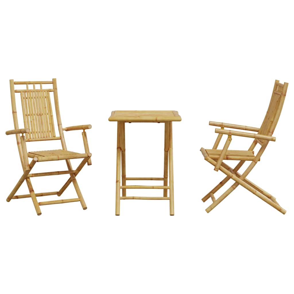 Bistro Set | Natural Bamboo | Bamboo | Medium | Foldable | Bistro Set