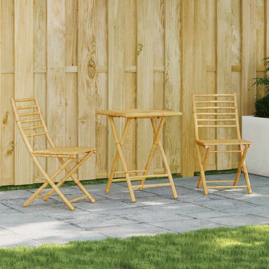 Bistro Set | Natural Bamboo | Bamboo | Medium | Foldable | Bistro Set