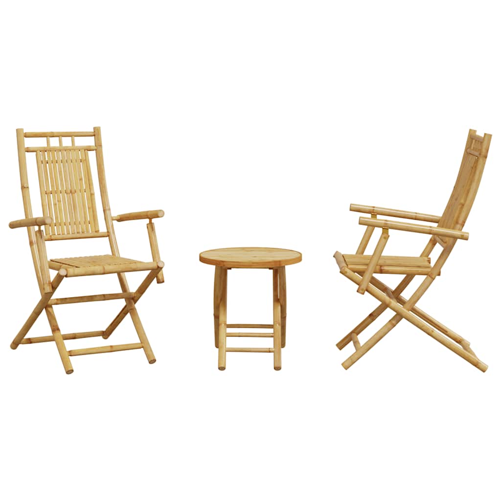 Bistro Set | Natural Bamboo | Bamboo | Compact | Foldable | Bistro Set