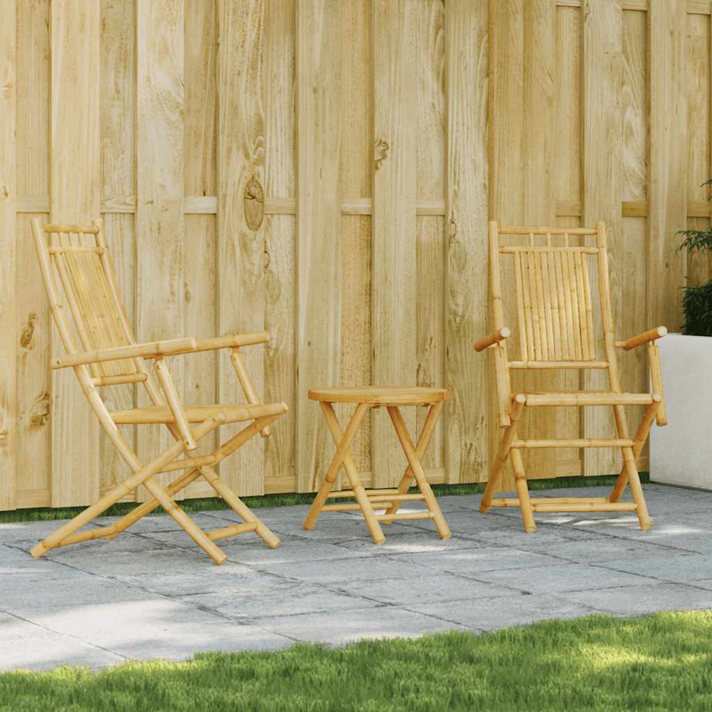 Bistro Set | Natural Bamboo | Bamboo | Compact | Foldable | Bistro Set
