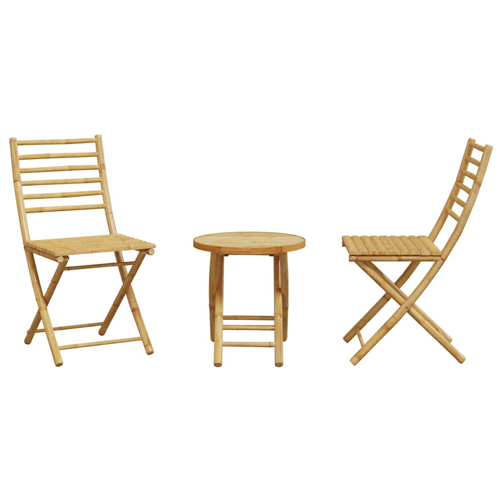 Bistro Set | Natural Bamboo | Bamboo | Compact | Foldable | Bistro Set
