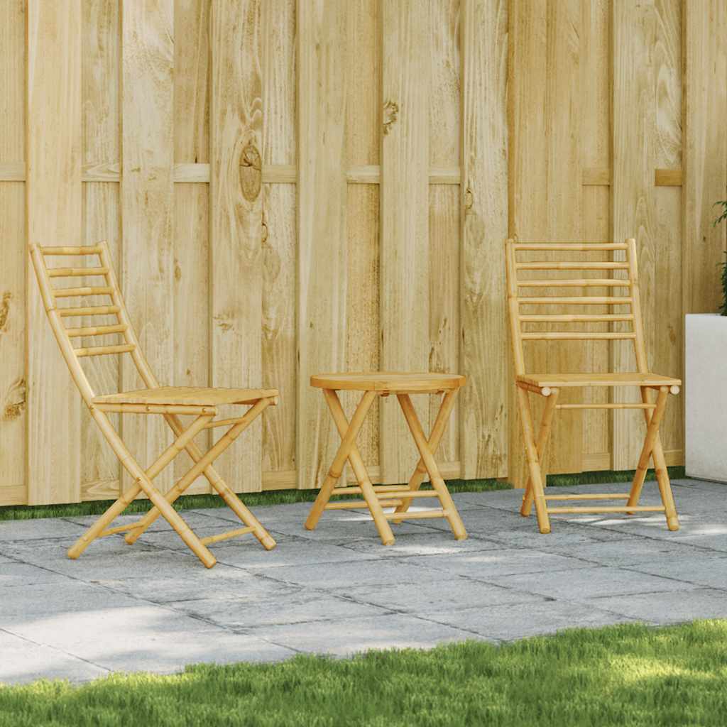 Bistro Set | Natural Bamboo | Bamboo | Compact | Foldable | Bistro Set