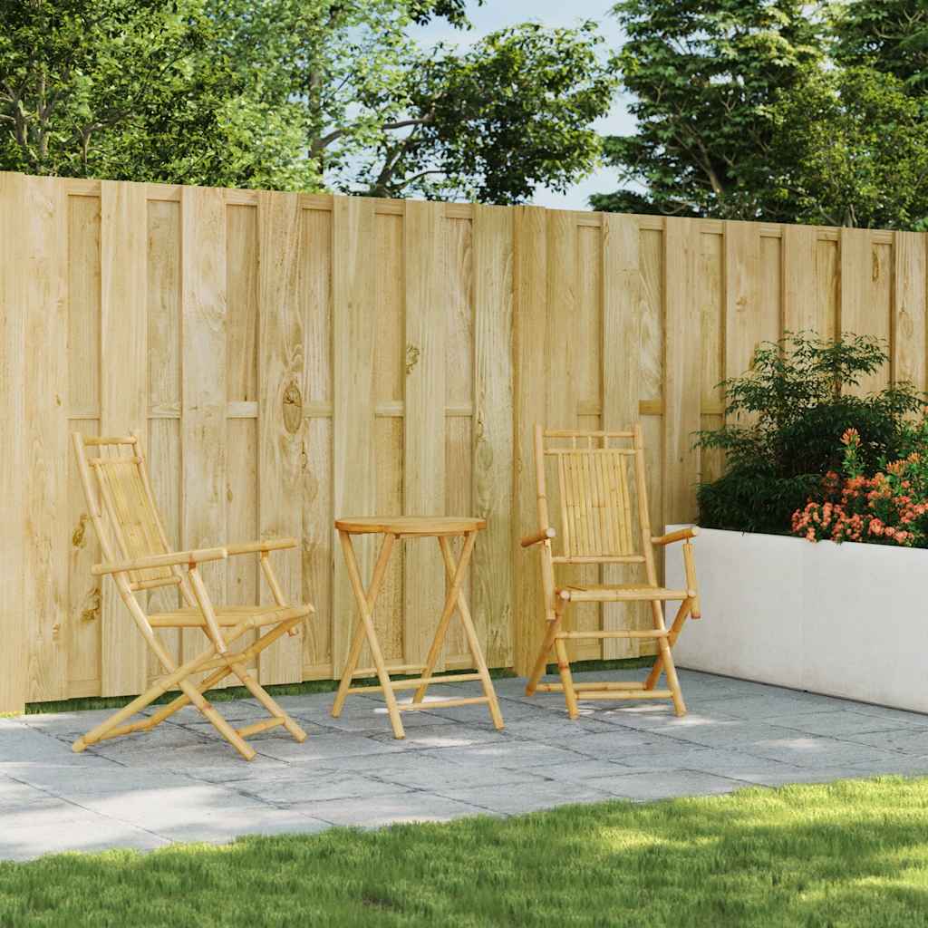 Bistro Set | Natural Bamboo | Bamboo | 2-seater | Foldable | Bistro Set